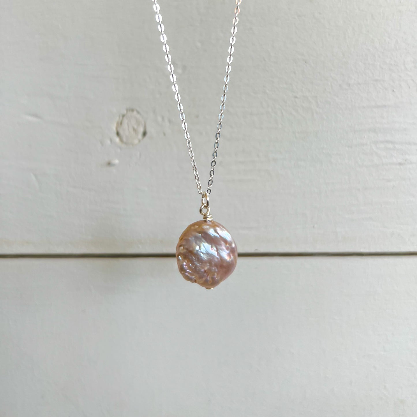 Pink Pearl 20 inch Sterling Silver Necklace