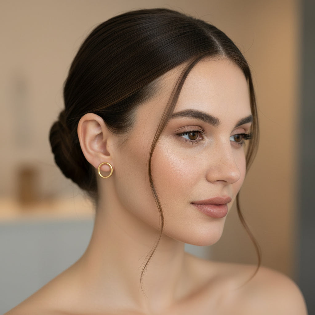 A LOVE WITH NO BEGINNING AND NO END 18k Gold Coated Stud Earrings