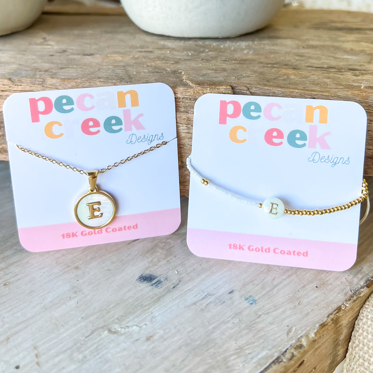 18K Gold Coated Letter Necklace with free matching bracelet