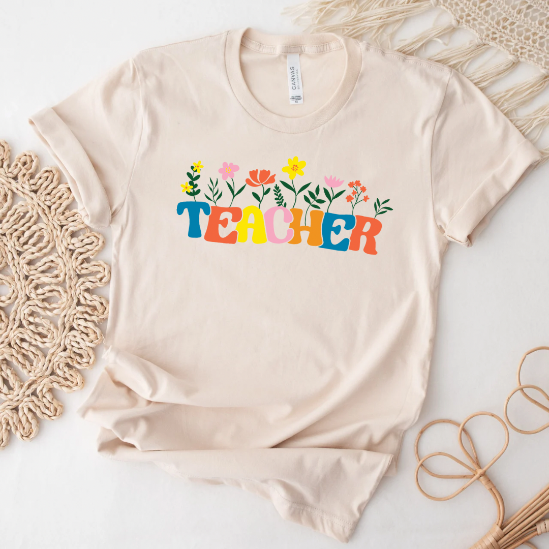 Bright Floral Teacher Unisex Graphic Tee