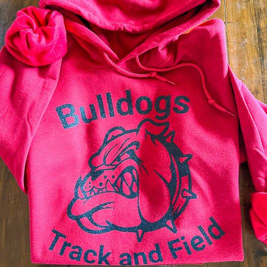 Bulldogs Track and Field Black Glitter Hooded Sweatshirt