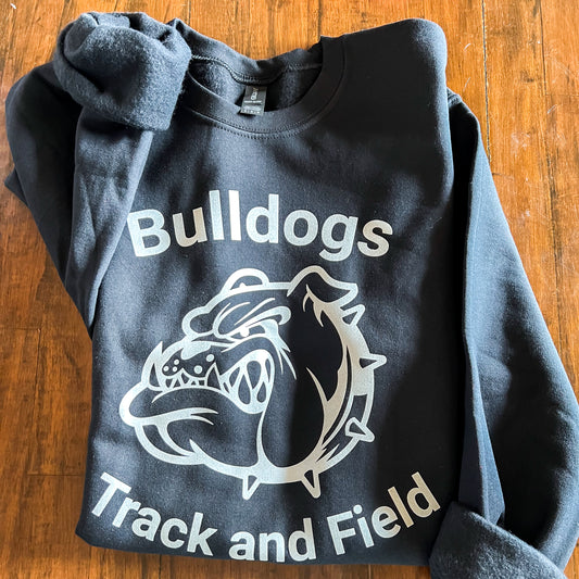 Bulldogs Track and Field White Glitter Sweatshirt