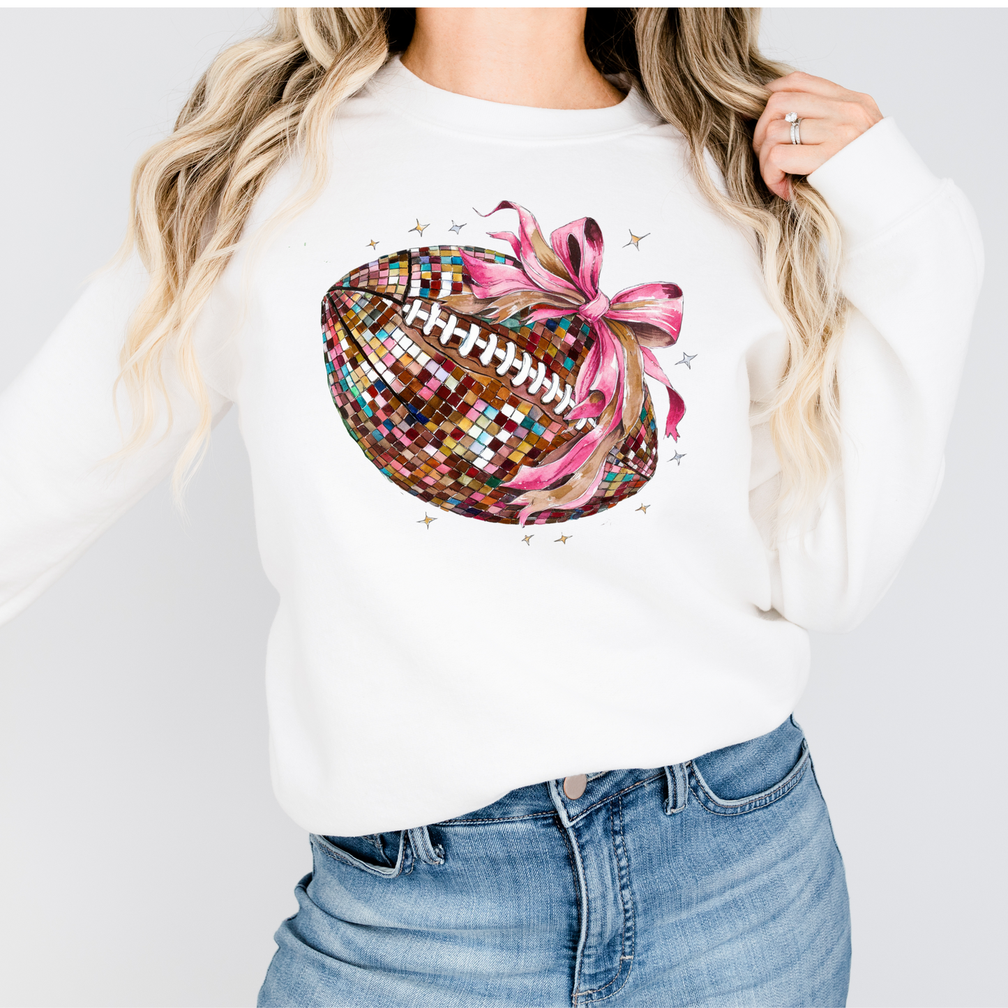 Disco Ball Football Pink Out Sweatshirt