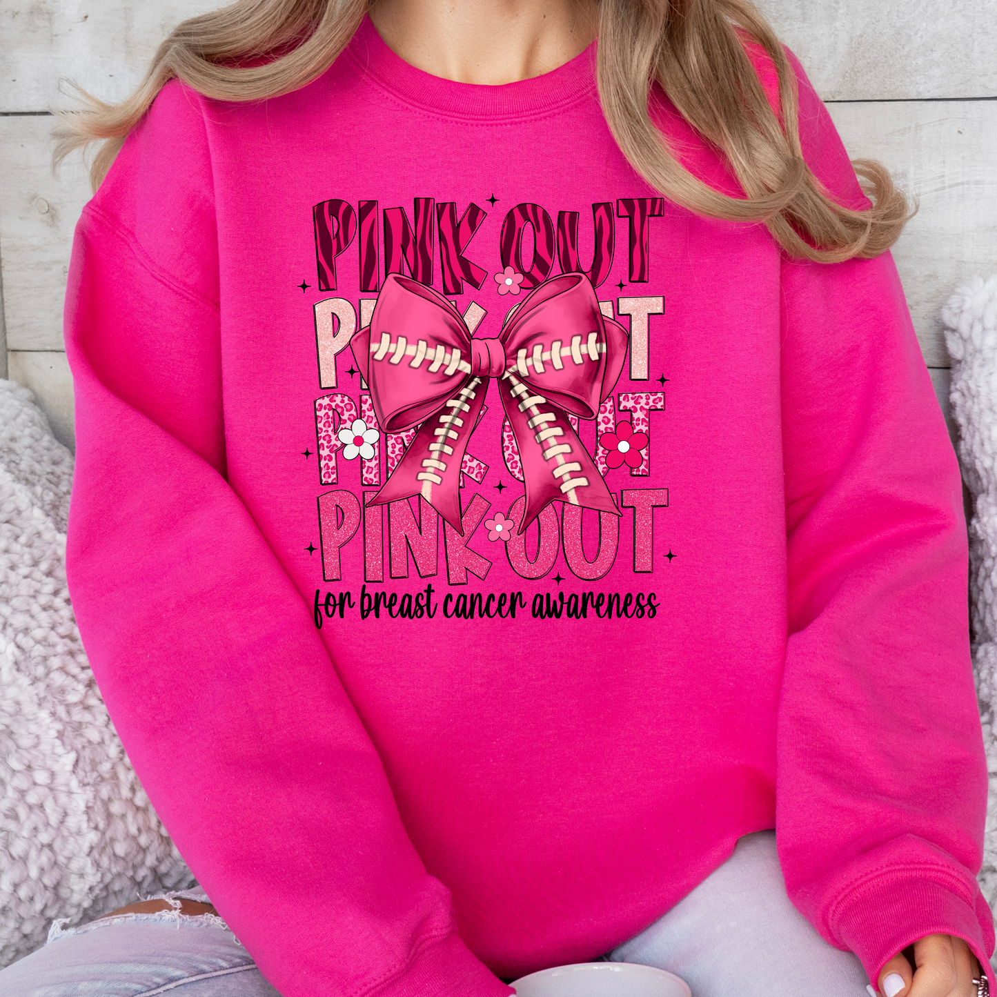 Pink Out Sweatshirt with Football Bow