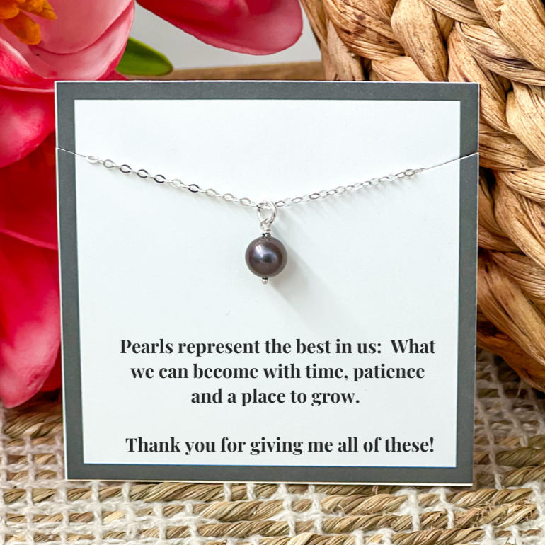 Black Single Drop Pearl Necklace