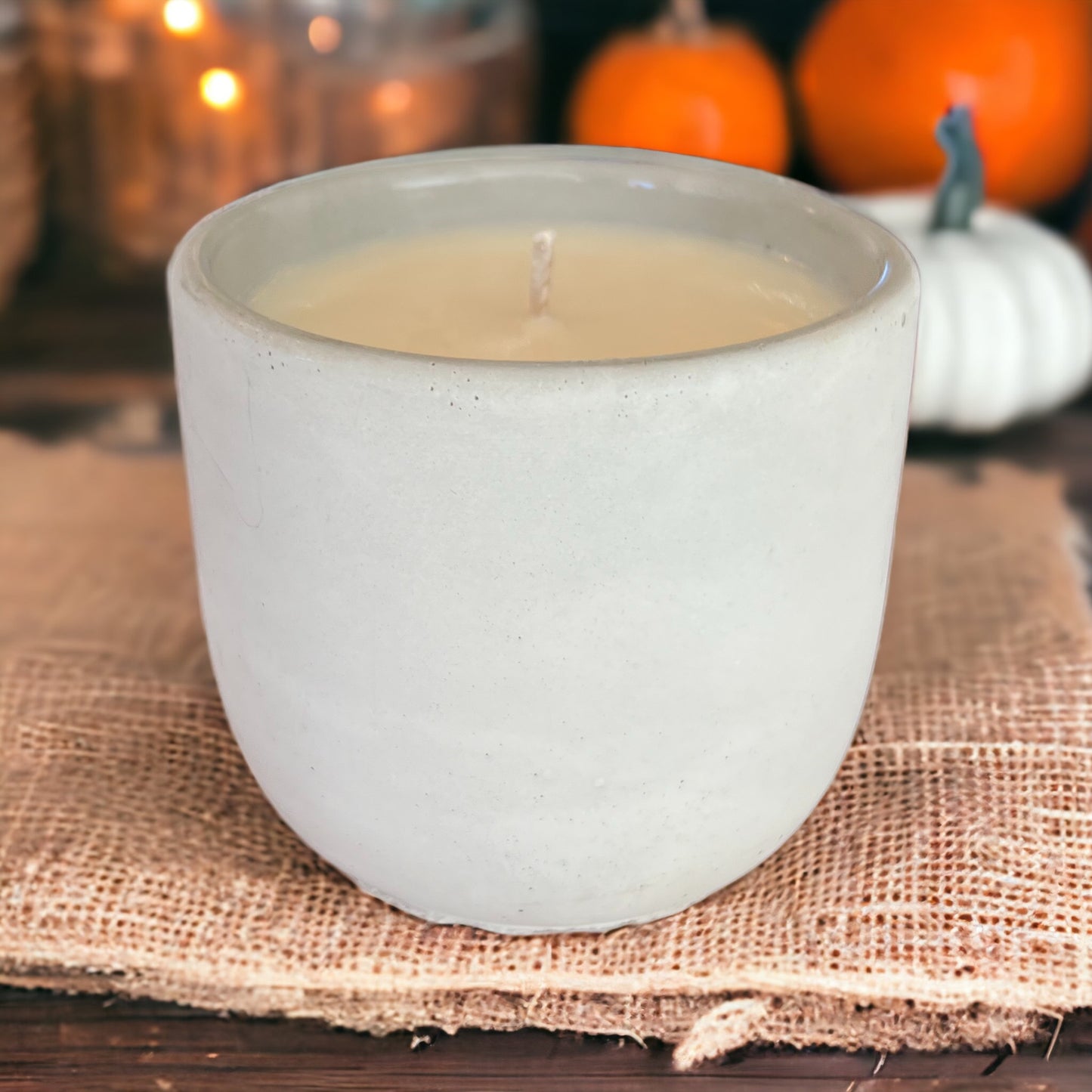 FALL Candles 12 ounce concrete hand-poured soy wax candle