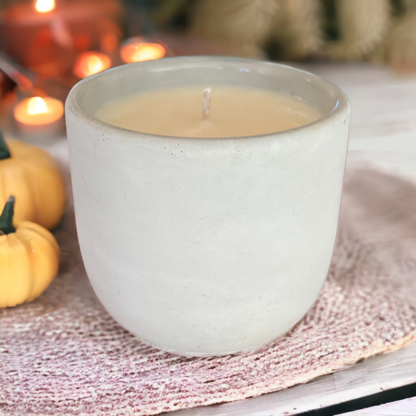 FALL Candles 12 ounce concrete hand-poured soy wax candle