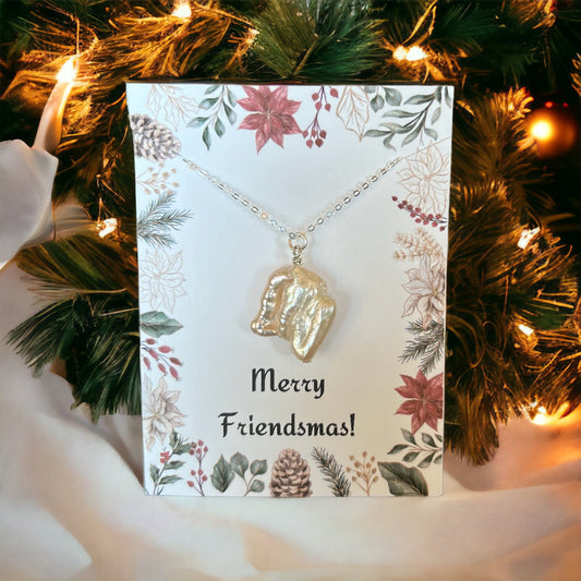 Unique Baroque Pearl Sterling Silver Merry Friendsmas Necklace