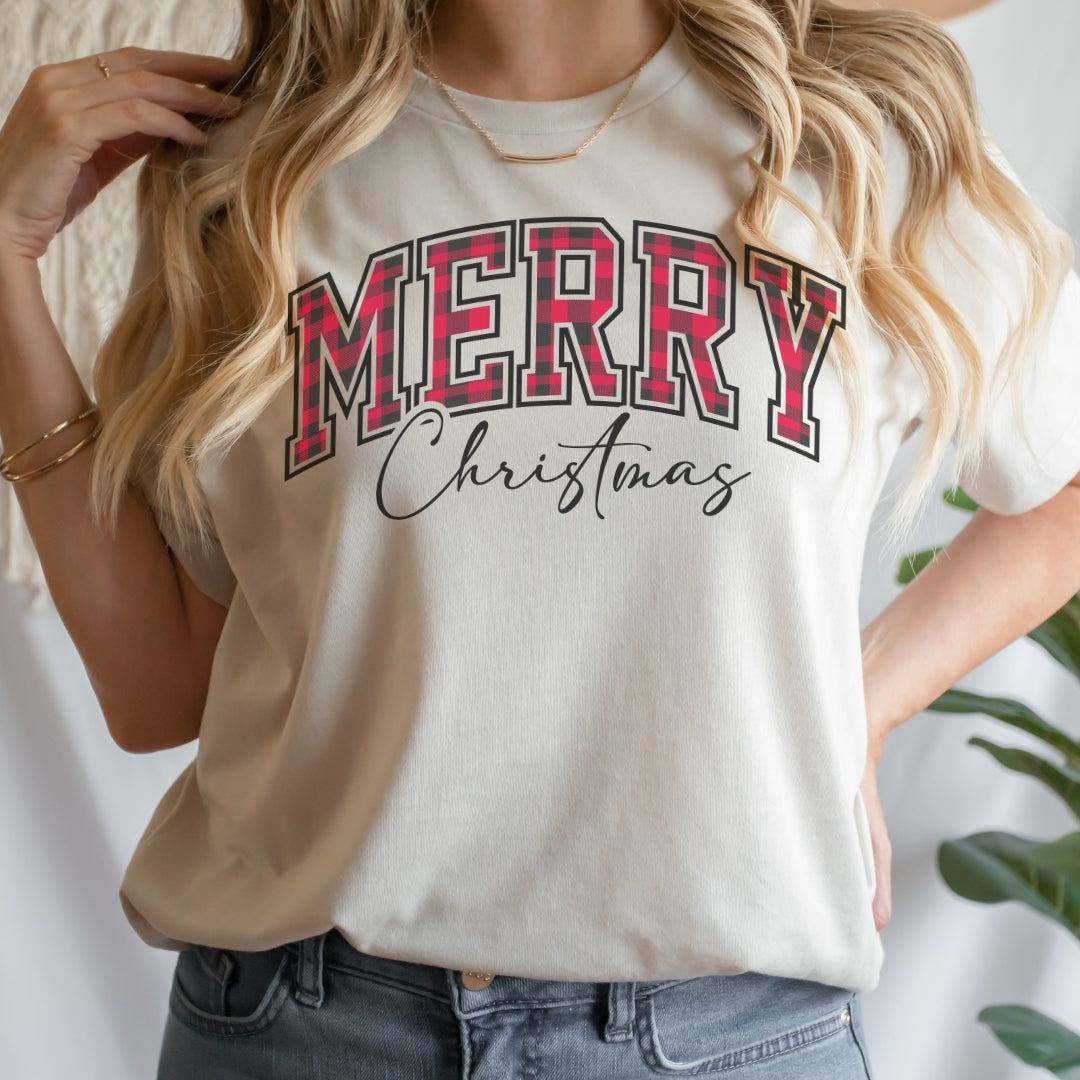 Plaid Merry Christmas Tee