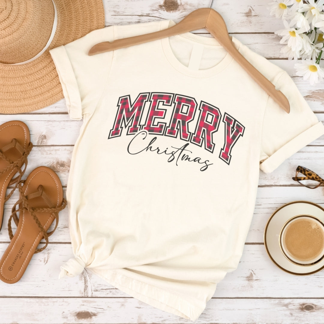 Plaid Merry Christmas Tee