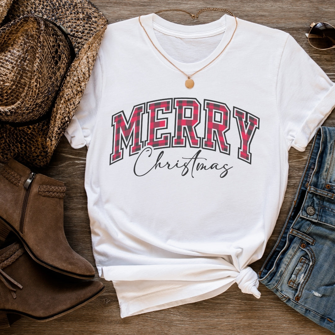 Plaid Merry Christmas Tee