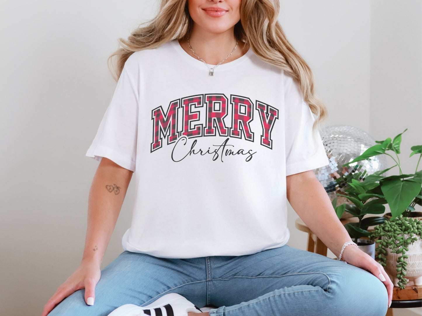 Plaid Merry Christmas Tee