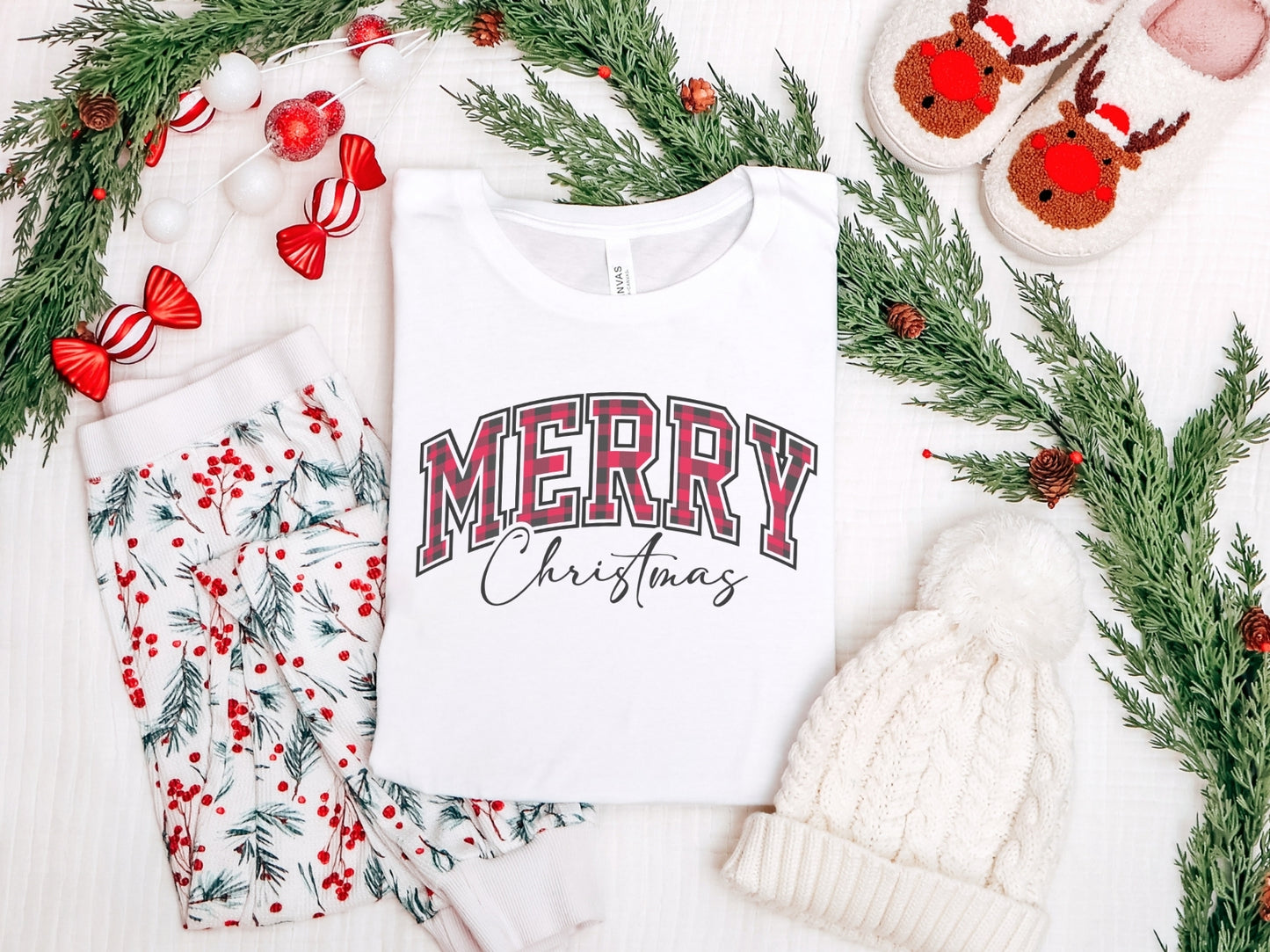 Plaid Merry Christmas Tee