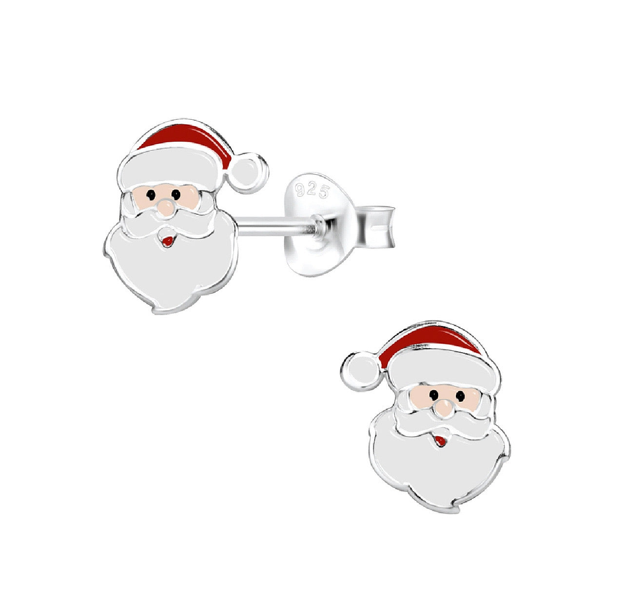 Santa Clause Face Sterling Silver Earring Studs