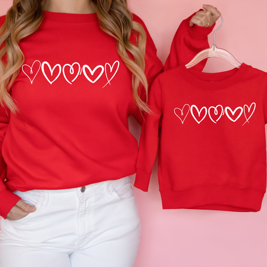 Kid's White Heart Sweatshirt Size 2x-7