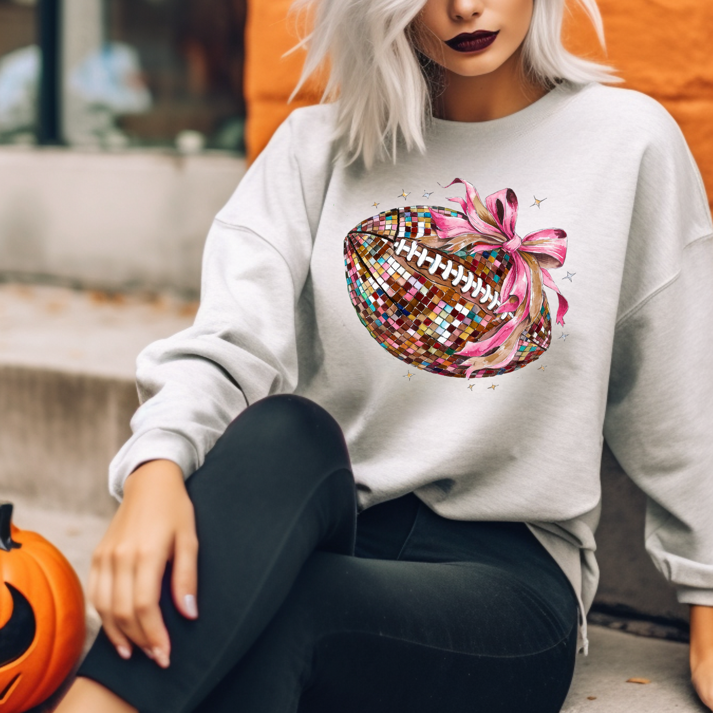Disco Ball Football Pink Out Sweatshirt
