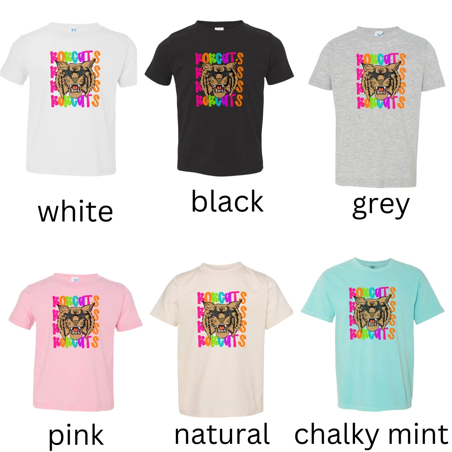 Neon Bobcat with Star Sunglasses Tshirt