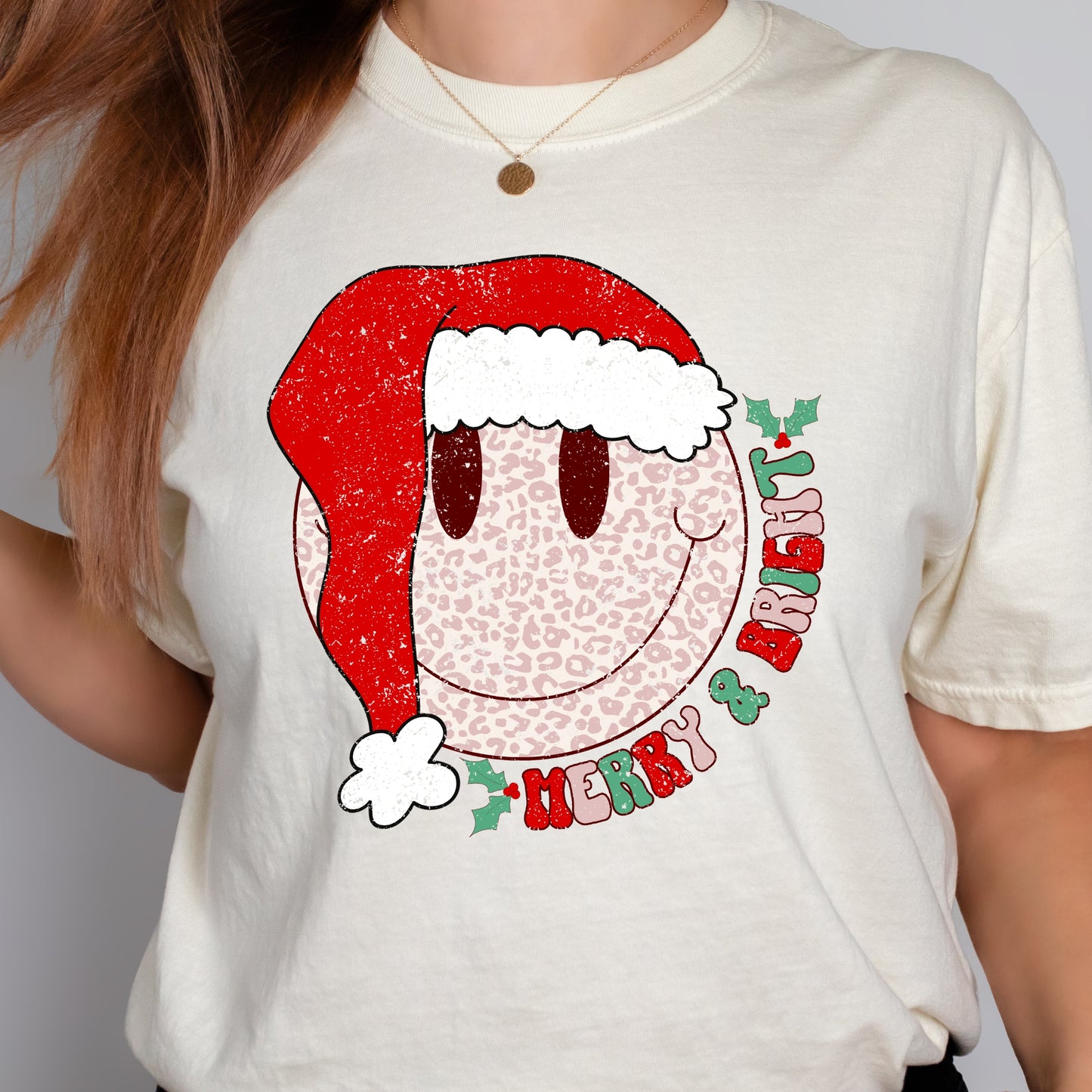 Smiley Face Christmas Santa Tshirt