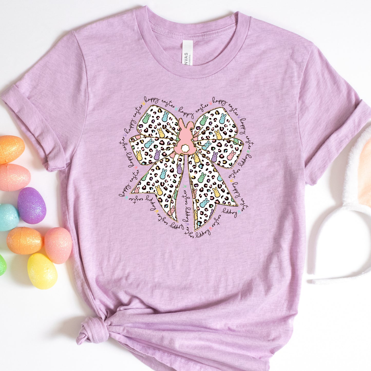 Happy Easter Bow and Peep Tshirt