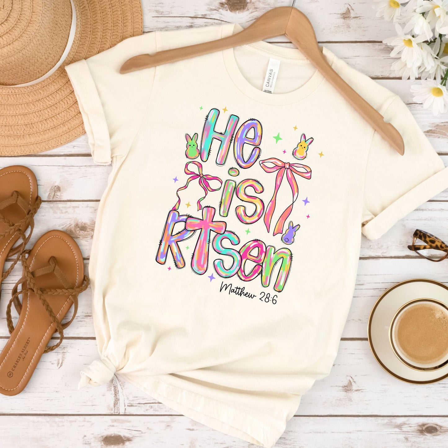 He is Risen Peep and Bow Easter Shirt