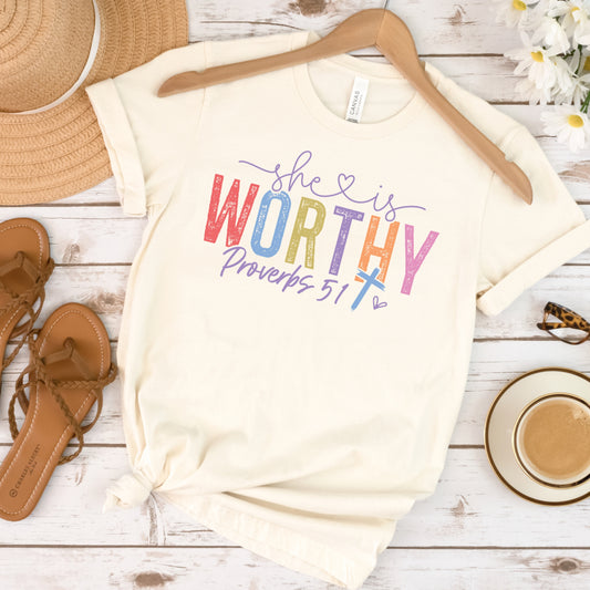 She Is Worthy Religious Tshirt