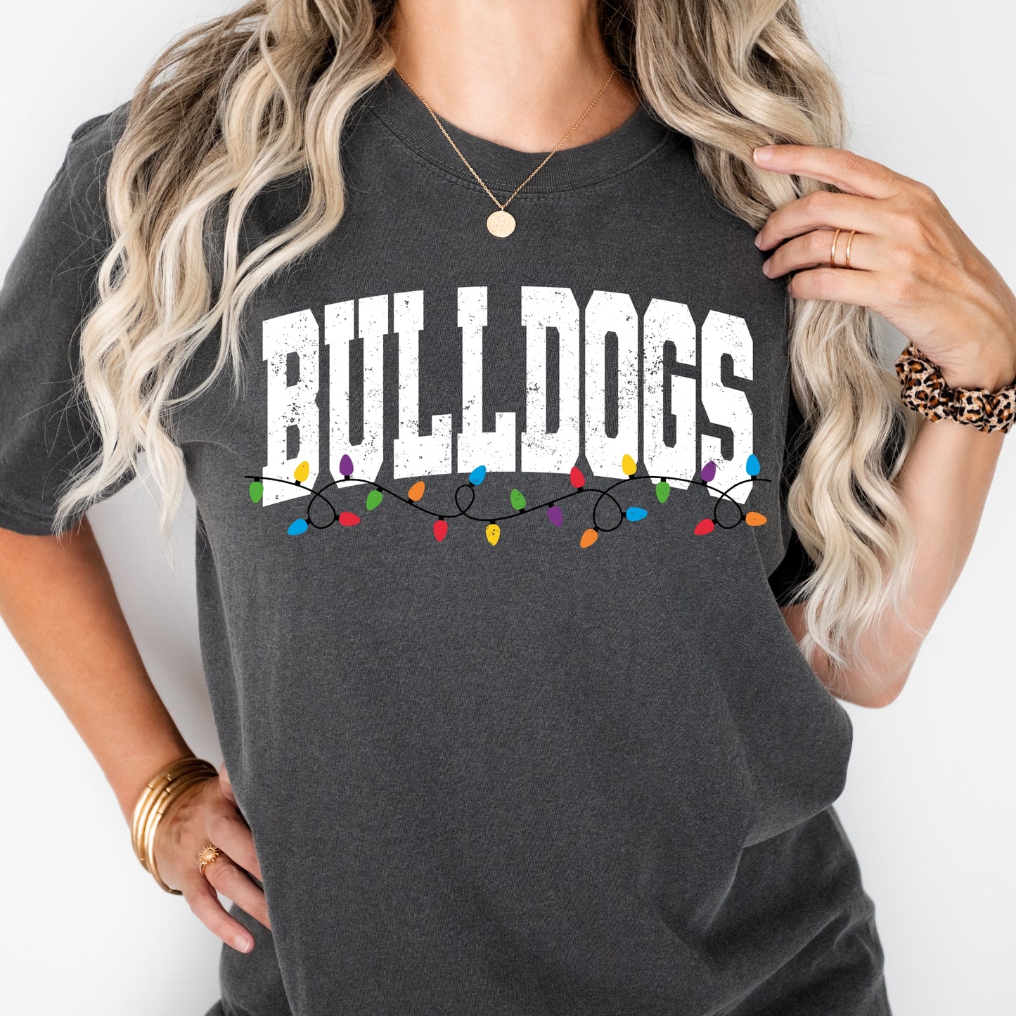 Bulldogs Christmas Lights Shirt | Festive School Spirit Tee