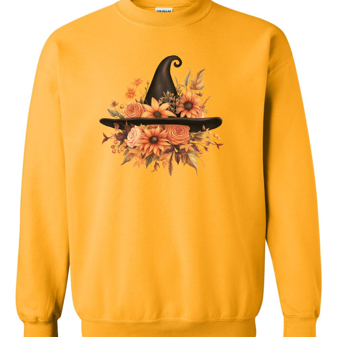 Floral Witch Hat Fall Sweatshirt