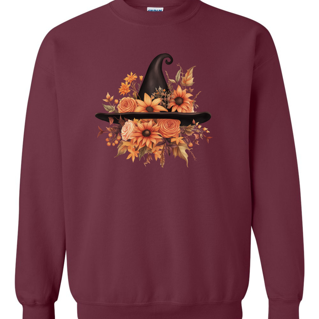 Floral Witch Hat Fall Sweatshirt