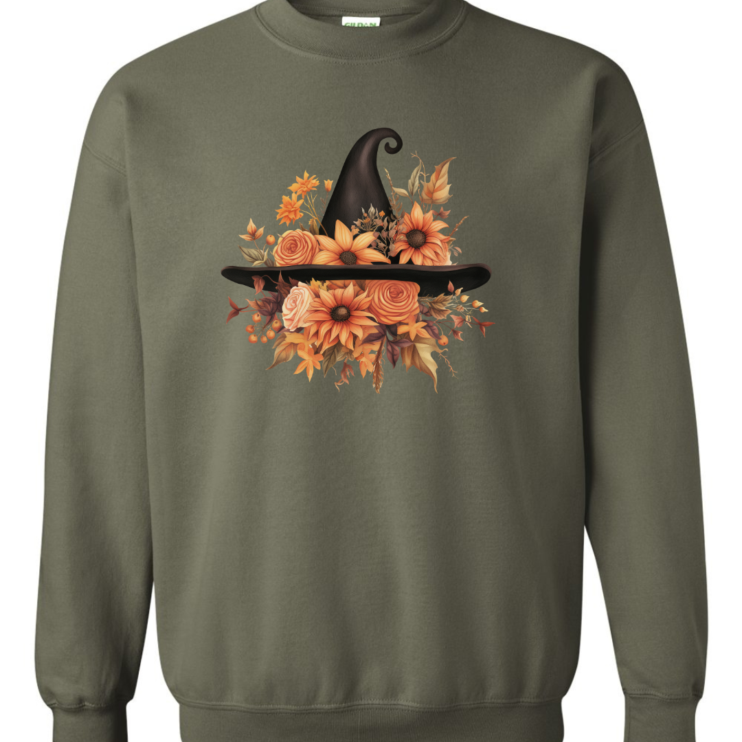 Floral Witch Hat Fall Sweatshirt