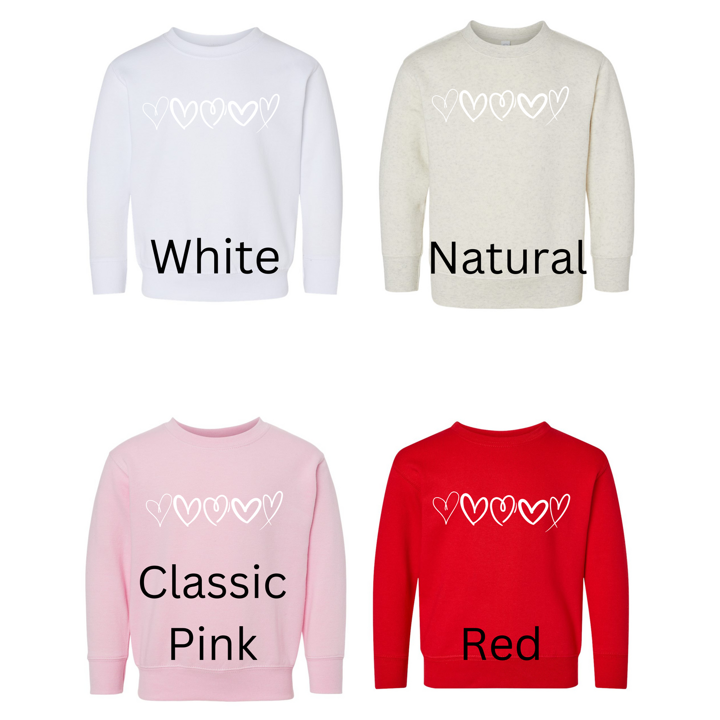 Kid's White Heart Sweatshirt Size 2x-7
