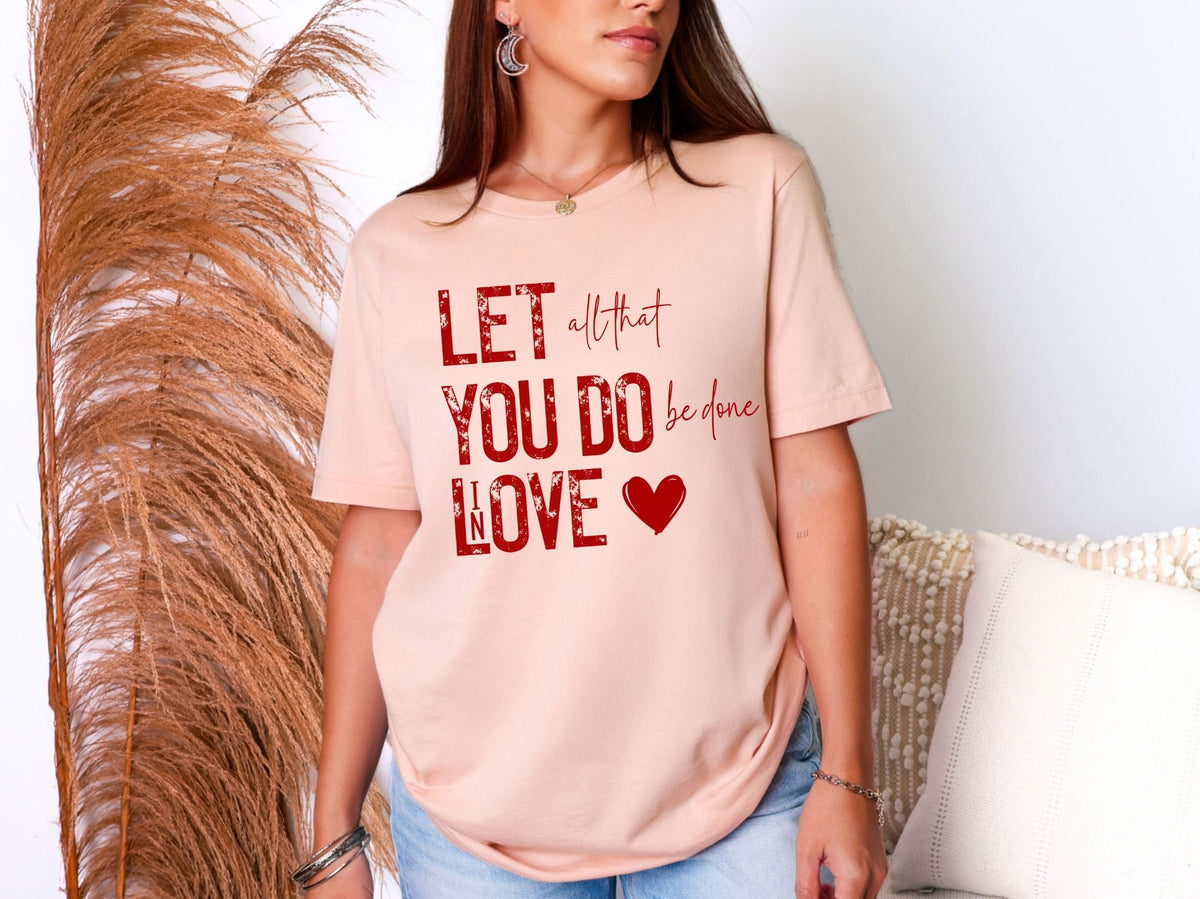 Retro Love graphic T-shirt in Heather Peach