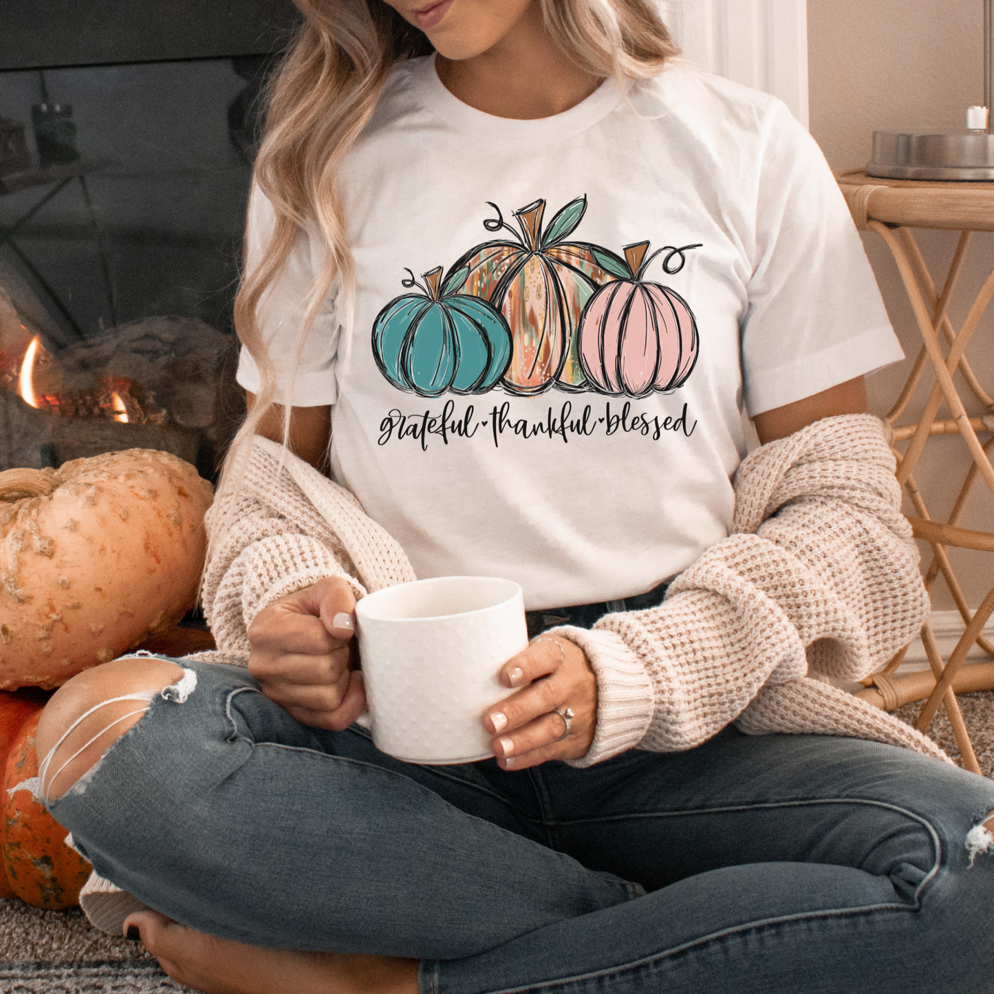 Grateful Thankful Blessed Fall Tshirt
