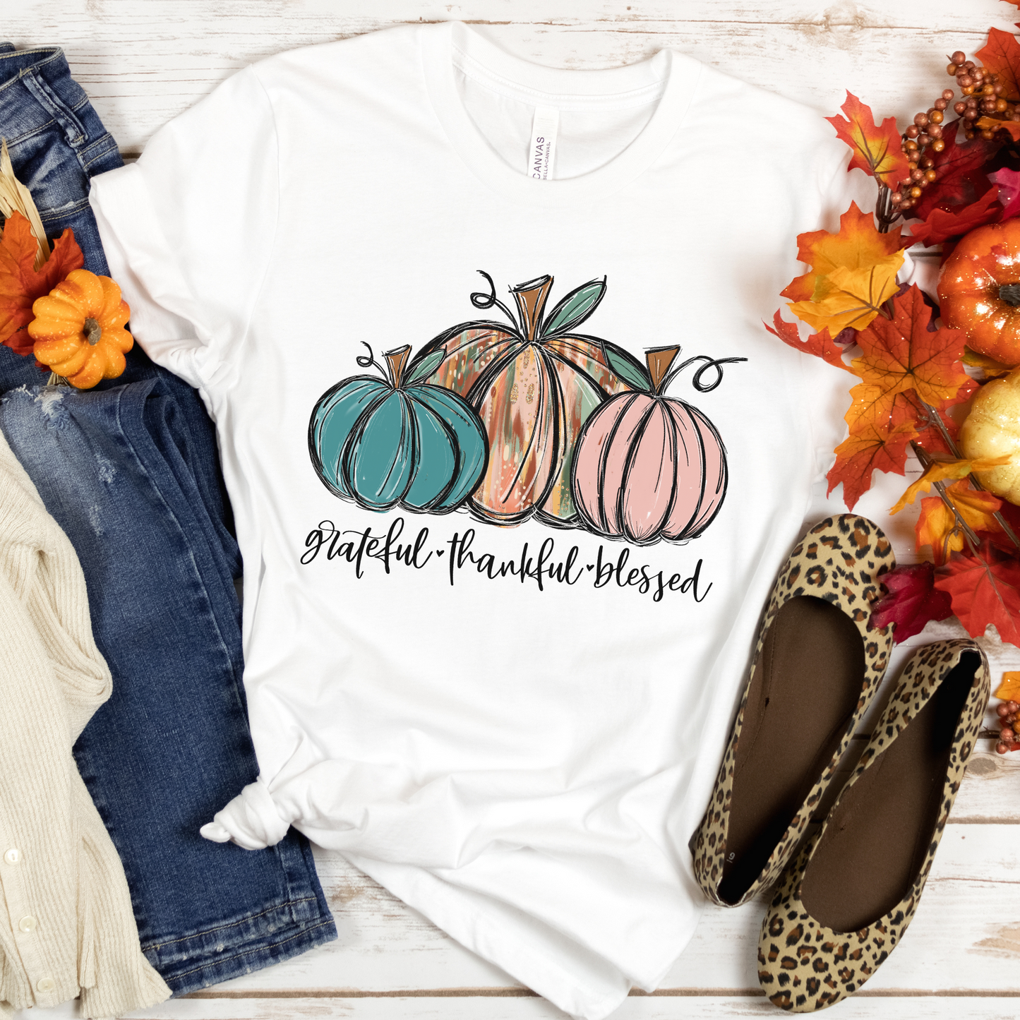 Grateful Thankful Blessed Fall Tshirt