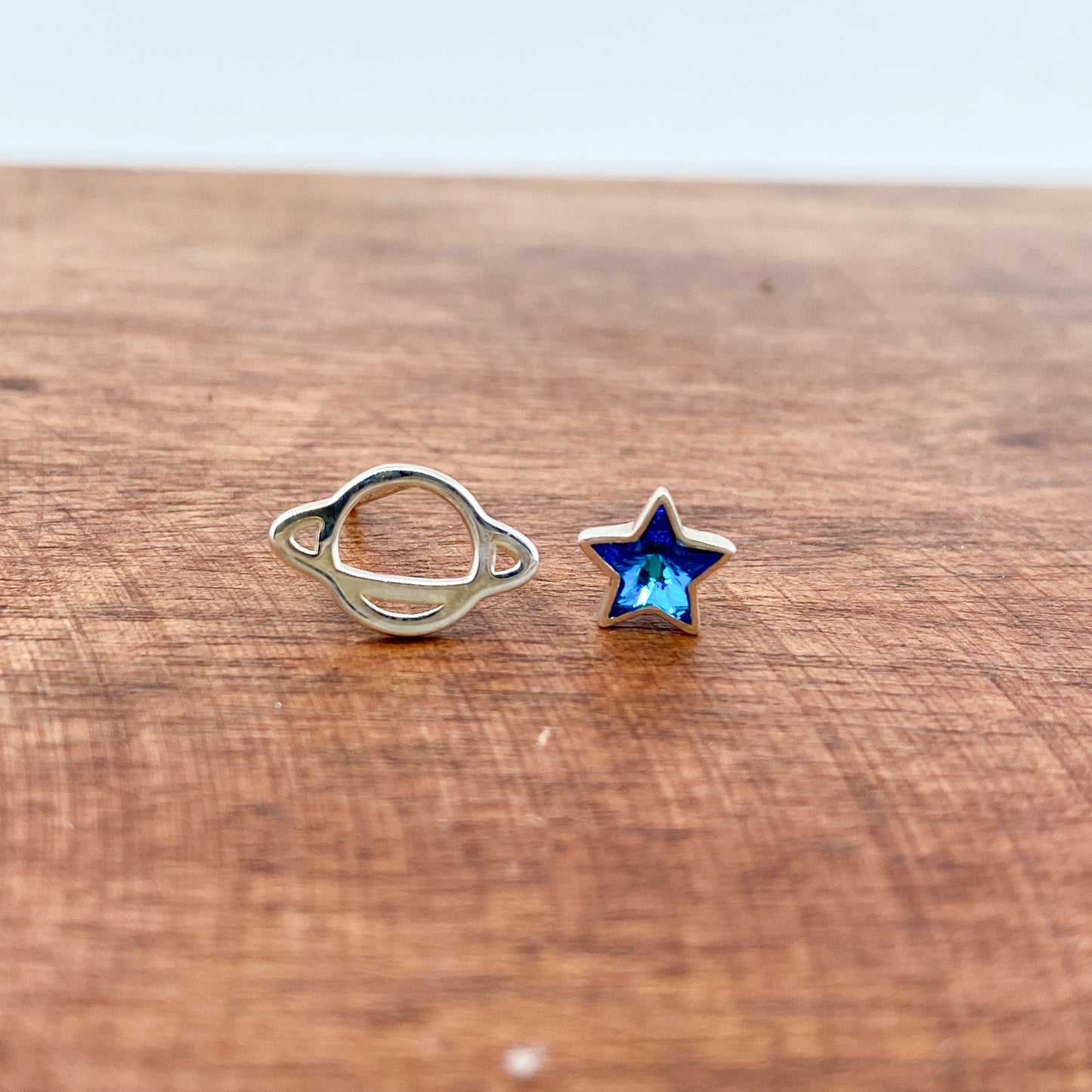 Blue Star and Planet Stud Earring