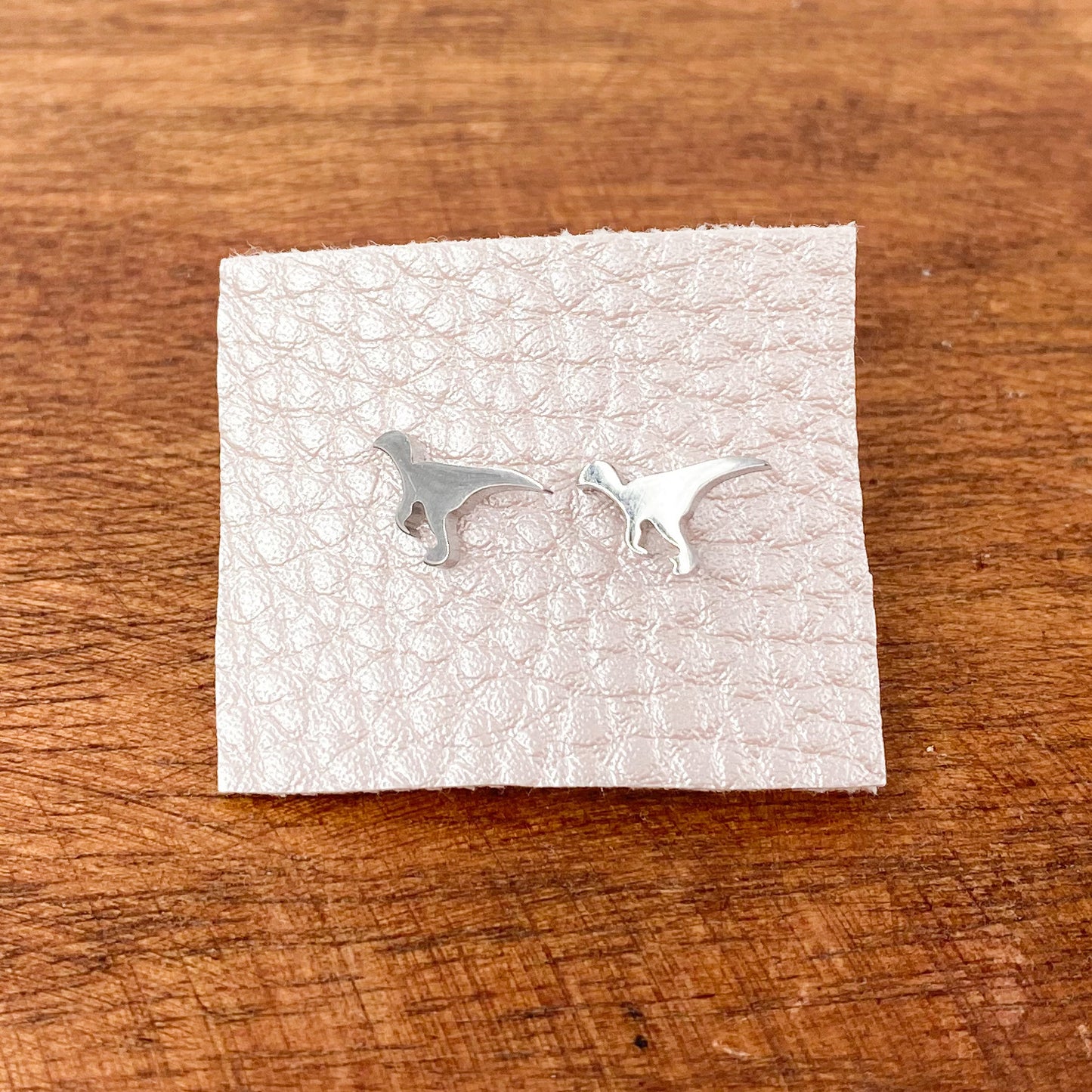 Silver Tone Dinosaur Stud Earring
