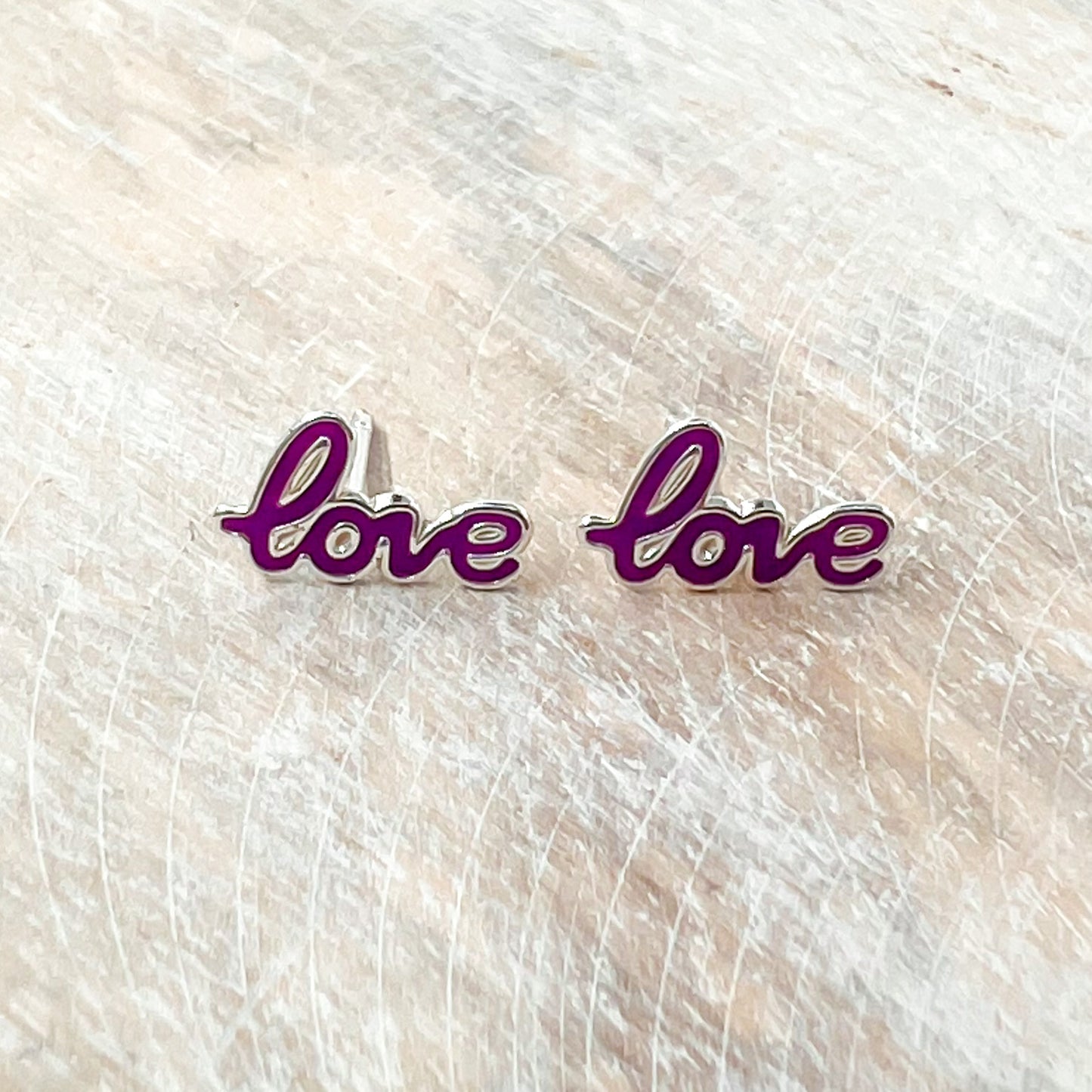 Purple Love Sterling Silver Stud Earrings