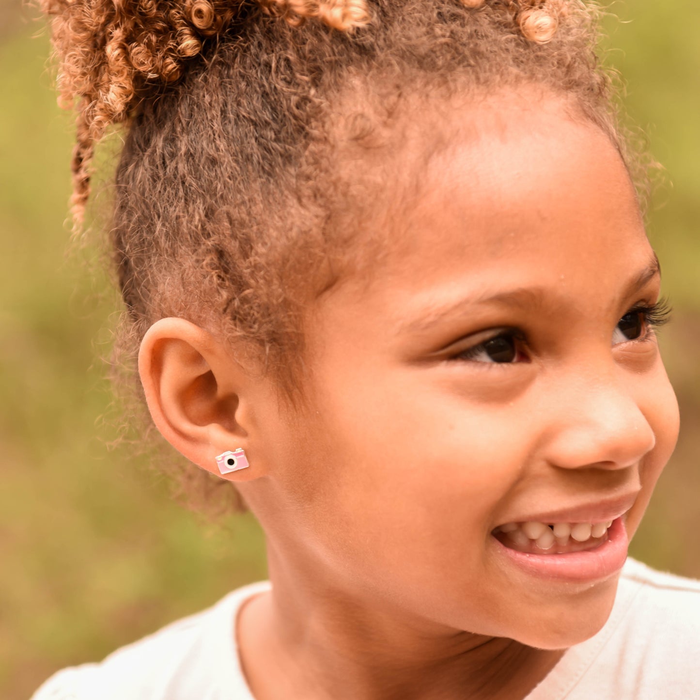 Pink Camera Earrings 925 Sterling Silver Hypoallergenic Earrings for Little Girls