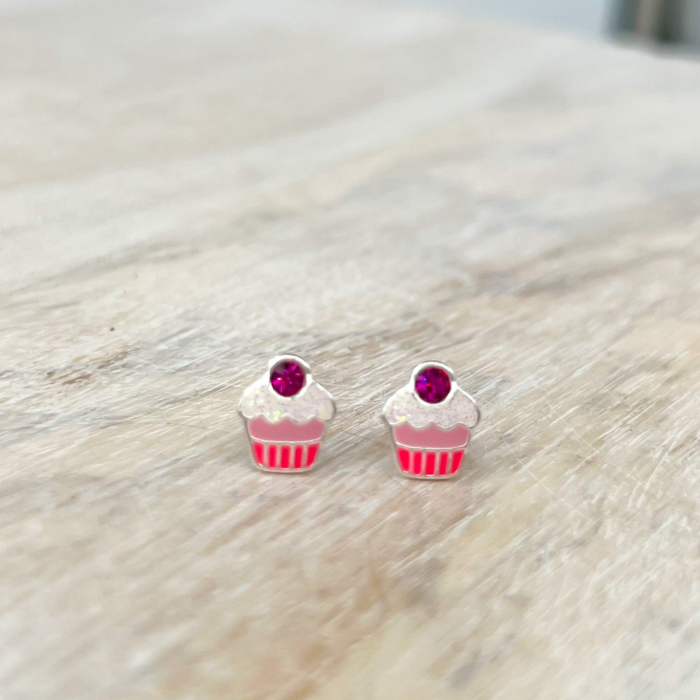 Cupcake Earrings 925 Sterling Silver Hypoallergenic Earrings for Little Girls