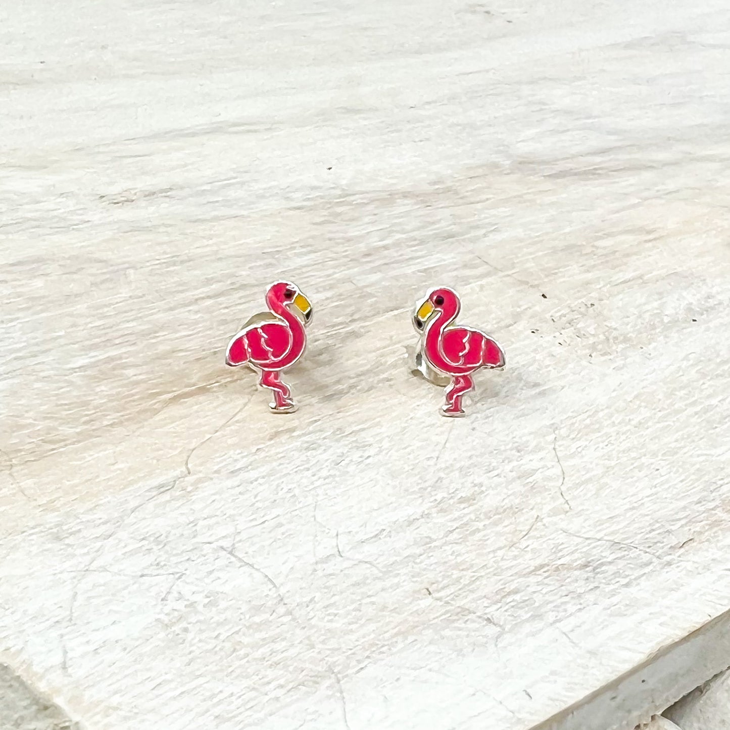 Flamingo Earrings 925 Sterling Silver Hypoallergenic Earrings for Little Girls