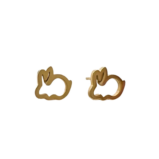 Gold Plated Rabbit Stud Earrings