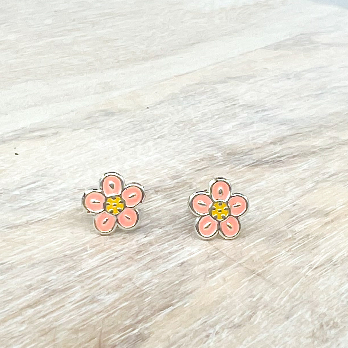 Light Pink Flower Sterling Earrings