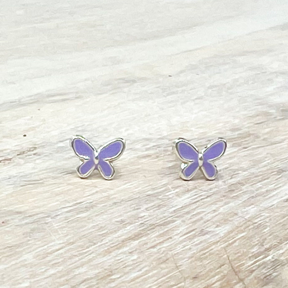 Purple Butterfly Sterling Earrings