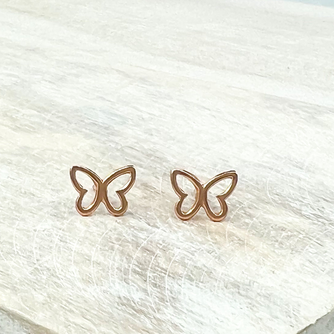 Sterling Silver Rose Gold Butterfly Earrings