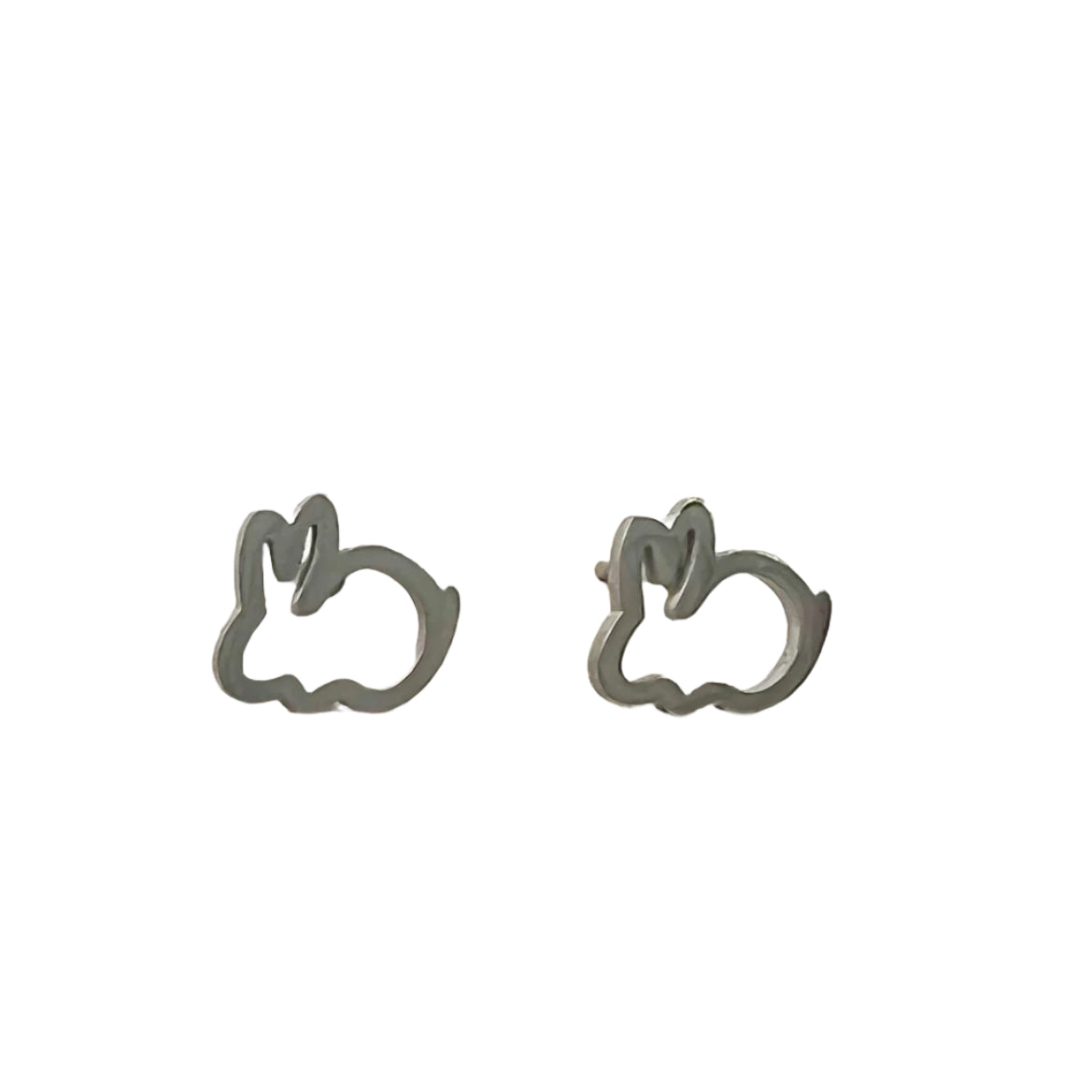 Silver Tone Rabbit Stud Earring