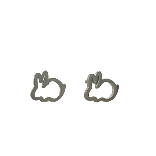 Silver Tone Rabbit Stud Earring