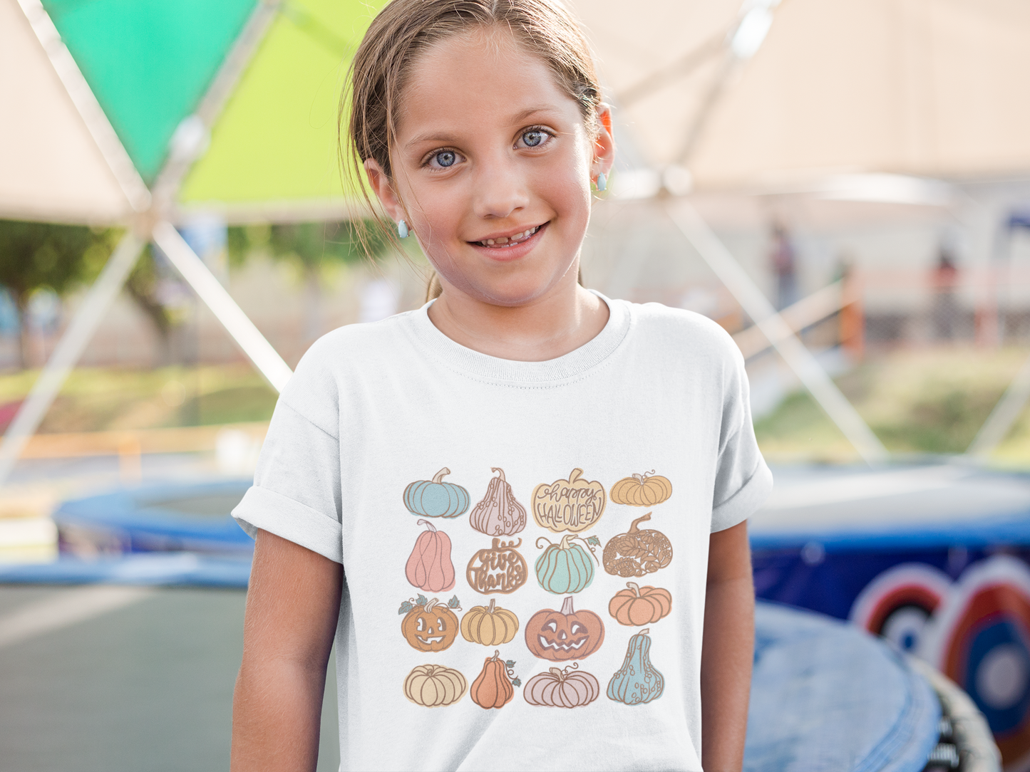 Kid's Multi Pumpkin Halloween Fall tshirt