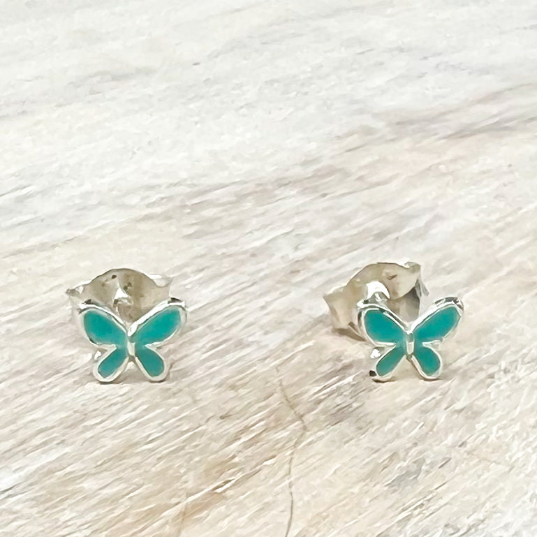 Teal Butterfly Sterling Earrings