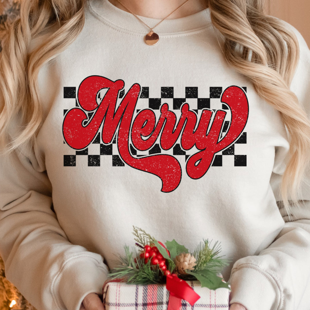 Merry checkered Christmas sweatshirt