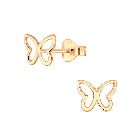 Sterling Silver Rose Gold Butterfly Earrings