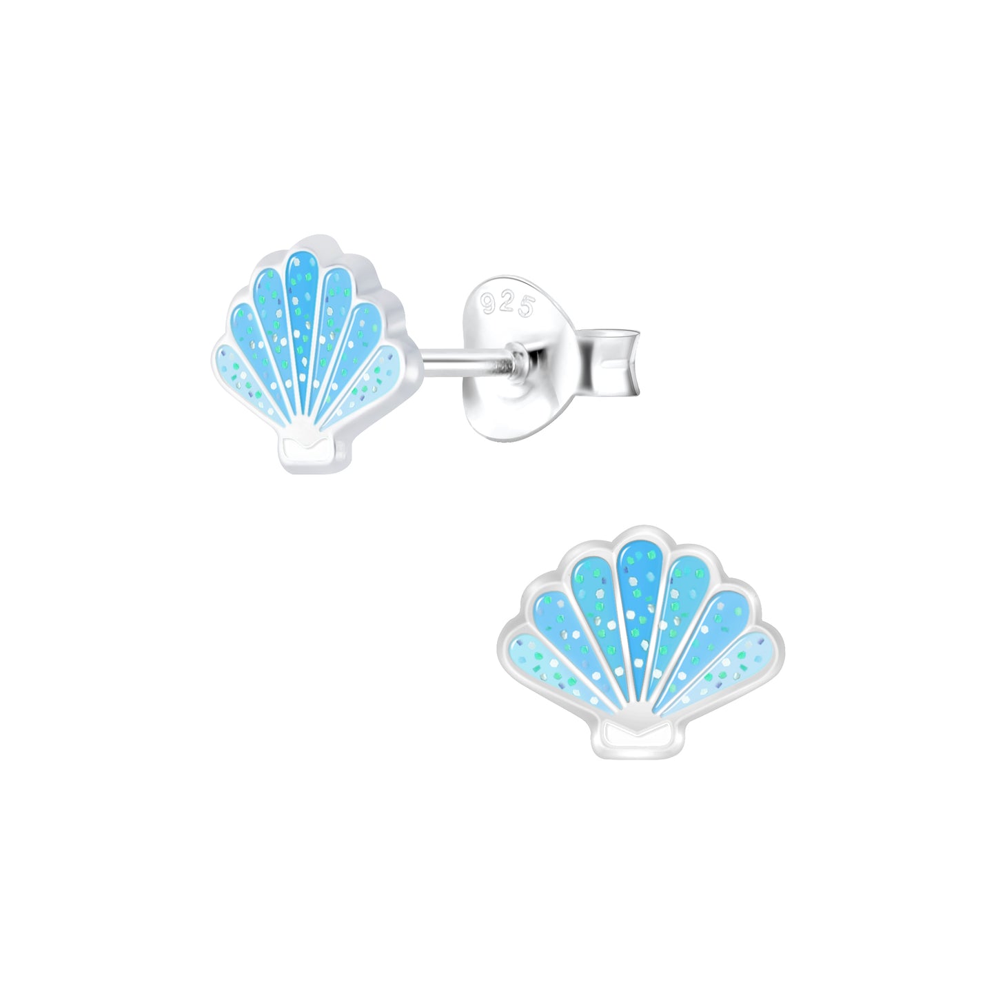 Blue Seashell Sterling Silver Earrings